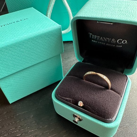 Tiffany Harmony Band Ring - Rose Gold with Diamonds (Size 5) - Picture 3 of 10